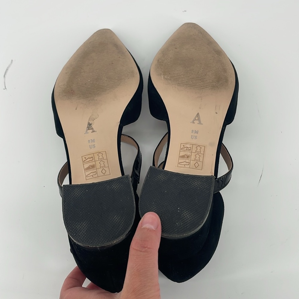 Anthropologie Strappy Heels in Black Suede 9M S59 - Picture 8 of 8